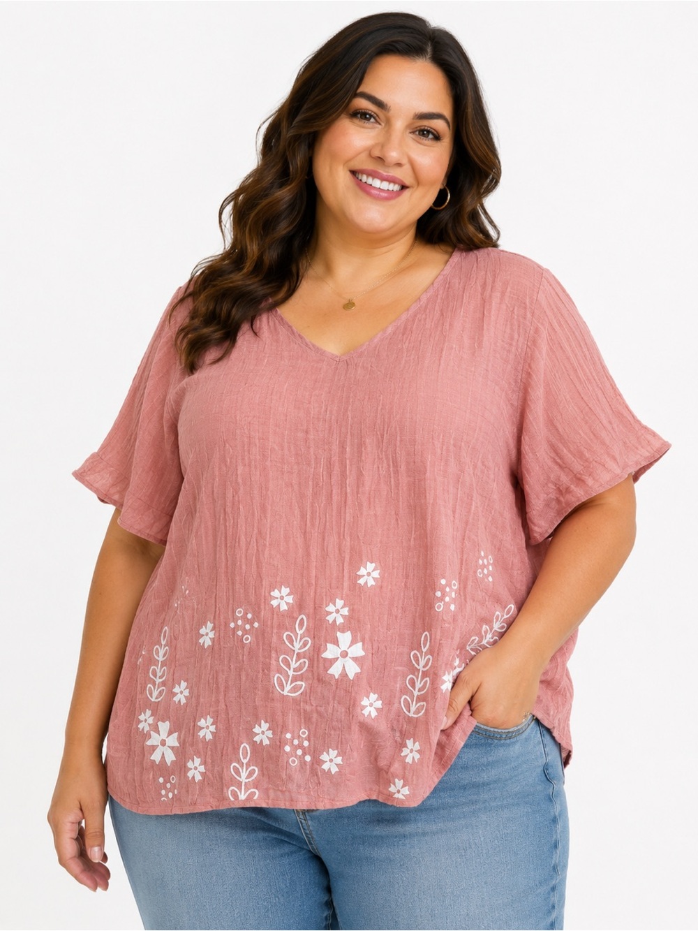Just Fashion blush floral top, Size‎ 2XL, NWT
